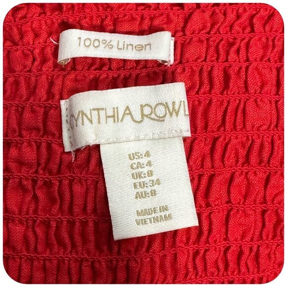 Cynthia Rowley Red 100% Linen Sleeveless Cropped Leg Jumpsuit Women's Size 4 - Picture 3 of 7